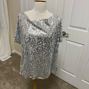 Off shoulder sequin top. NWT